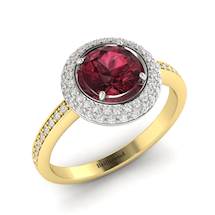 Genuine Red Ruby Halo Engagement Ring by Brilliyond