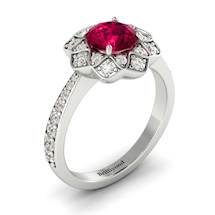 6mm Red Ruby Gemstone on 18k White Gold