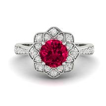 Genuine Diamonds with a Natural Red Ruby Ring