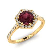 Ruby Yellow Gold Halo Engagement Ring Niagara