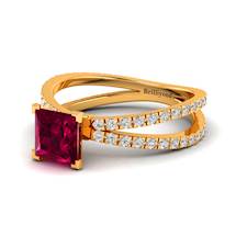 Ruby Yellow Gold Princess Cut Engagement Ring Florentine