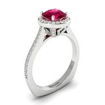 Ruby White Gold Halo Engagement Ring Edelweiss