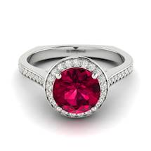 Ruby White Gold Halo Engagement Ring Edelweiss