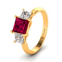 Ruby and Diamonds on 18k Yellow Gold Band