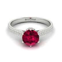 Ruby White Gold Round Engagement Ring Theia