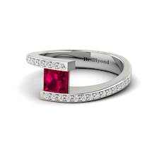 Cushion Cut Engagement Ring with Ruby and Diamonds