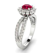 Ruby and Conflict-free Diamonds on 18k White Gold Band