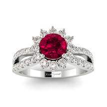 Floral inspired Ruby Ring with Diamond Accents