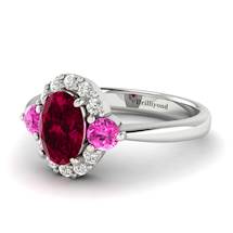 White Gold Sapphire Accented Ruby Engagement Ring by Brilliyond