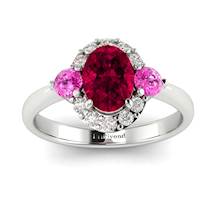Oval Cut Red Ruby with Pink Ceylon Sapphires and Conflict-free Diamonds