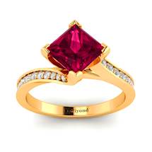 Cushion Cut Ruby Ring with 22 Diamond Accents