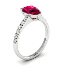 Pear Shape Ruby Solitaire Engagement Ring in White Gold