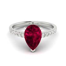 6x4mm Pear Shape Ruby with 12 x 1.7mm Conflict-free Diamonds
