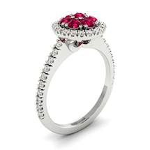 Cluster Ruby Engagement Ring with Diamond Accents