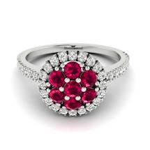 7 x 2.5mm Ruby with 40 Diamond Accents on 18k White Gold Band