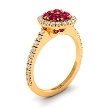 Ruby Cluster Engagement Ring with Accent Diamonds by Brilliyond