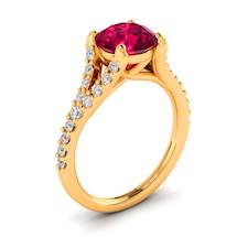 6.5mm Ruby with 26 Accent Diamonds on 18k Yellow Gold Band