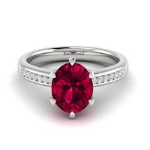 Oval Engagement Ring with Ruby Centre Stone and Diamond Accents