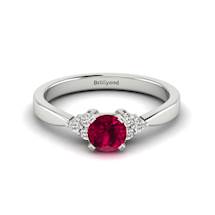 Ruby Brilliant Cut Engagement Ring set in White Gold