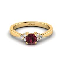 Garnet Brilliant Cut Engagement Ring set in 18k Yellow Gold Jasmine