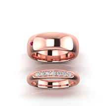 Wedding Band Pair and Mens Wedding ring for Byond Ruby Engagement Ring