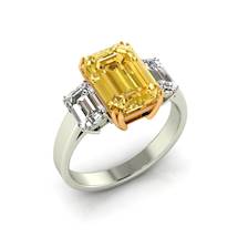 Emerald Cut Yellow Sapphire Engagement Ring Two Tone