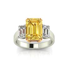Emerald Cut Yellow Sapphire Engagement Ring Two Tone