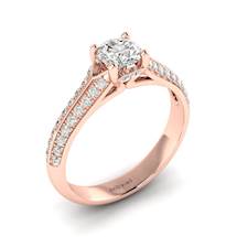 Diamond Vintage Engagement Ring Charlotte with dual Diamond Channels in Rose Gold 
