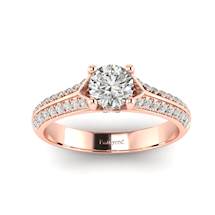 Diamond Vintage Engagement Ring Charlotte with dual Diamond Channels in Rose Gold 