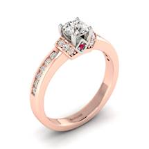 White Sapphire Two tone colour accented Engagement Ring Bluebird in Rose Gold 