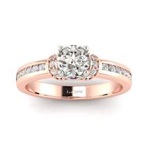 White Sapphire Two tone colour accented Engagement Ring Bluebird in Rose Gold 
