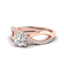 Split band White Sapphire Engagement Ring Meera in Rose Gold 