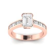Emerald cut Diamond Engagement Ring Messardi in Rose Gold 