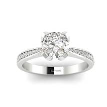 Floral White Sapphire Engagement Ring Tulip in White Gold