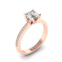 White Sapphire Floral Engagement Ring Tulip in Rose Gold