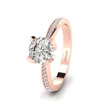 White Sapphire Floral Engagement Ring Tulip in Rose Gold