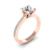Rose Gold White Sapphire Floral Engagement Ring Tulip