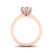 Rose Gold White Sapphire Floral Engagement Ring Tulip