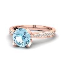 Rose Gold Aquamarine Floral Engagement Ring Tulip