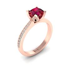 Rose Gold Ruby Floral Engagement Ring Tulip
