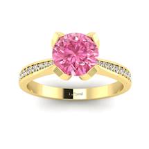 Yellow Gold Pink Sapphire Floral Engagement Ring Tulip