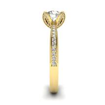 Yellow Gold White Sapphire Floral Engagement Ring Tulip