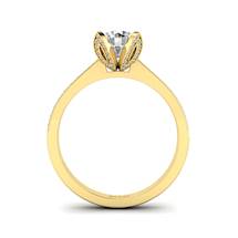 Yellow Gold White Sapphire Floral Engagement Ring Tulip
