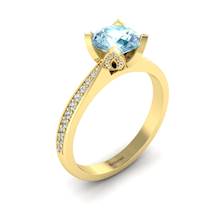 Yellow Gold Aquamarine Floral Engagement Ring Tulip