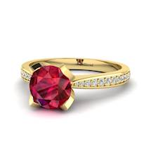 Yellow Gold Ruby Floral Engagement Ring Tulip