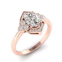 White Sapphire Vintage Engagement Ring Viola in Rose Gold 