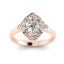 White Sapphire Vintage Engagement Ring Viola in Rose Gold 