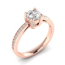 Brilliant Cut White Sapphire Engagement Ring Seychelles with W-S Accented Prongs in Rose Gold 