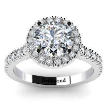Diamond Halo Engagement Ring Bello in White Gold
