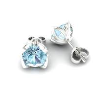 Blue Topaz Sterling Silver Tulip Stud Earrings